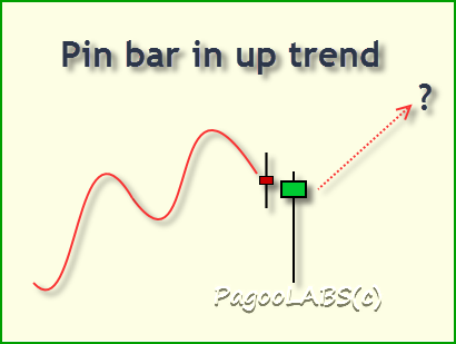 Pin bar in an uptrend
